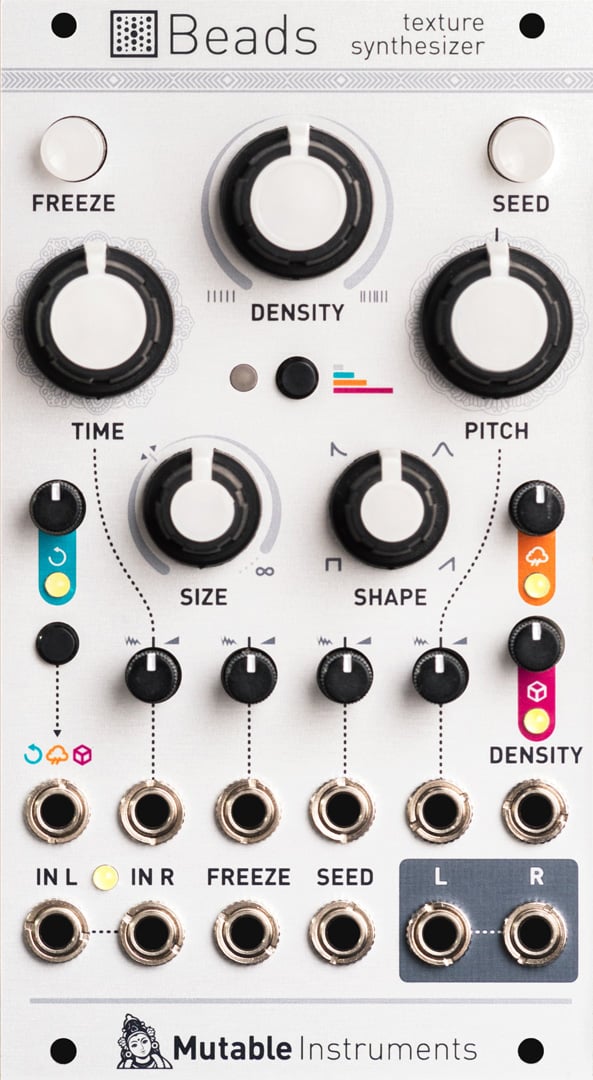 Front panel of the Mutable Instruments Beads Eurorack module