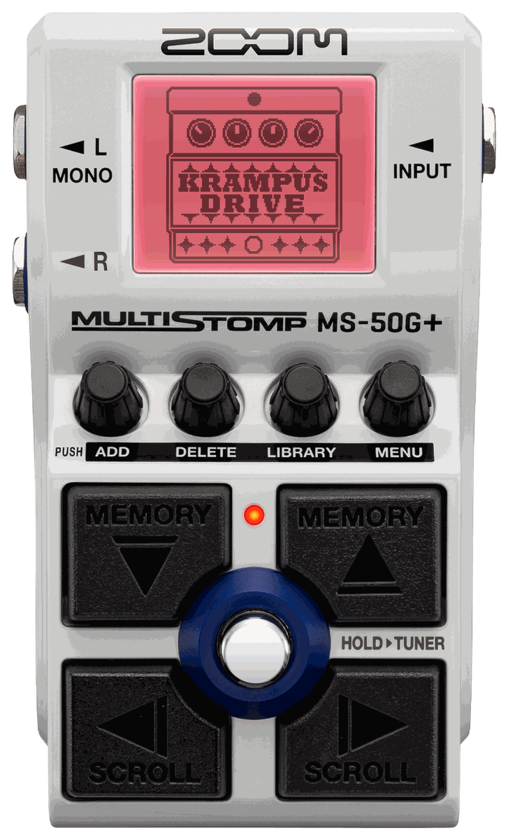 Zoom MS-50G+ MultiStomp guitar effects pedal, top view